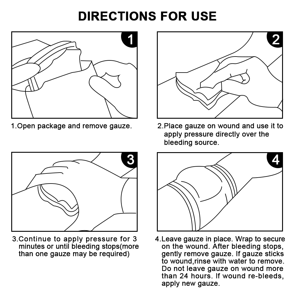 7.5cmx3.7m Hemostatic Kaolin Gauze Combat Emergency Trauma Z-Fold Soluble For Ifak Tactical First Aid Kit Medical Wound Dressing