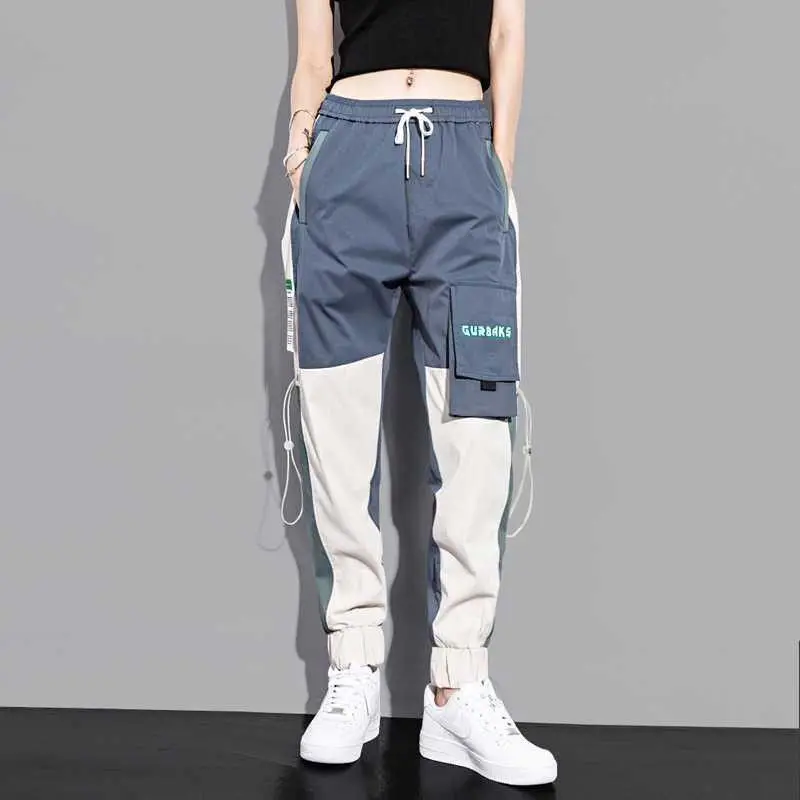 NEUE Große Taschen Cargo Hosen Frauen Ankle-länge Hohe Taille Kordelzug Lose Street Hip Hop Vielseitig Jogger Hosen Weibliche