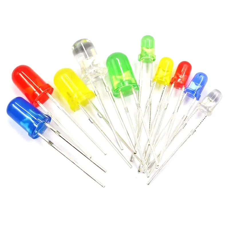 100 pièces 3mm 5mm lumière LED blanc jaune rouge vert bleu Kit assorti bricolage LED ensemble kit de bricolage électronique