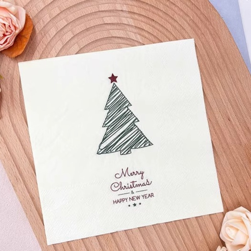 10/20 шт. 33 см, 2 слоя, новые рождественские салфетки с элементами, простые карандаши для рисования, рождественская елка, белая ткань, сделай сам, бумага для декупажа