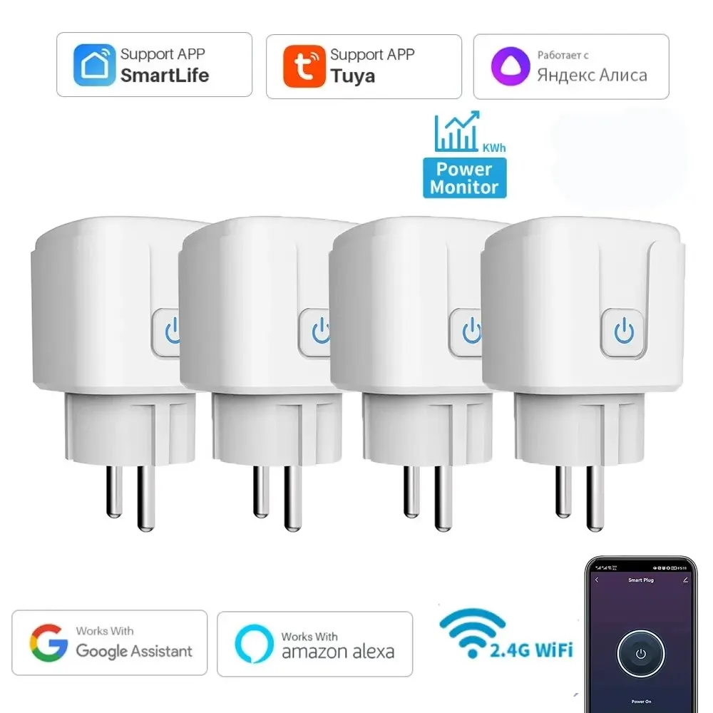 Smart EU Steckdose WiFi 20A EU Stecker Outlet Fernbedienung Timer Power Monitor Unterstützung Stimme Google Home Alexa