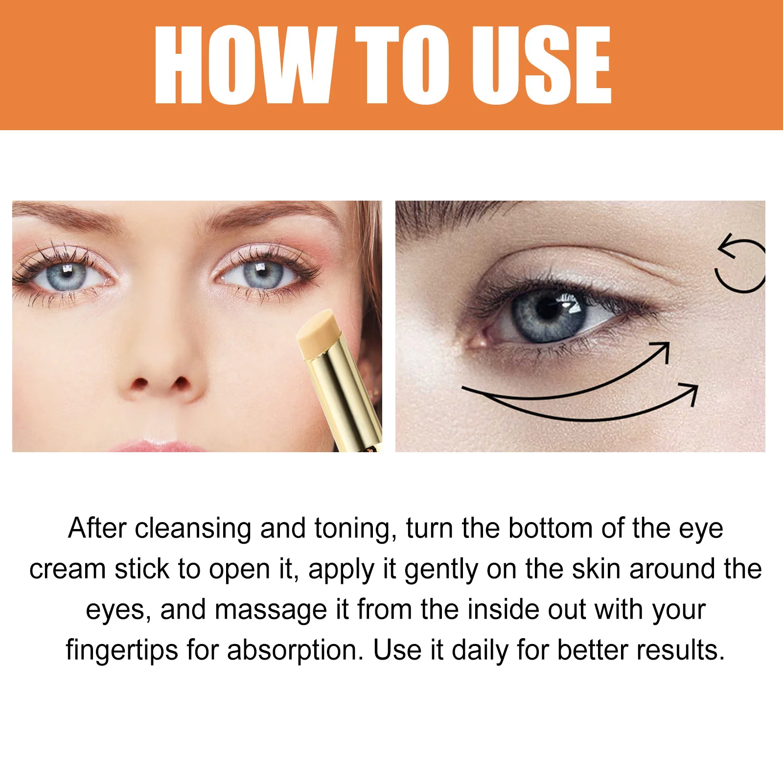 Crema para ojos en barra con vitamina C, bálsamo hidratante antiarrugas, eliminación de bolsas para ojos, ojeras, Reduce las líneas finas, crema para ojos antihinchazón