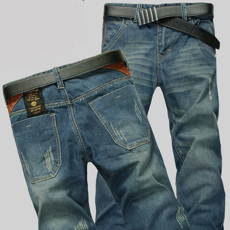 Nowa męska wiosenna jesienne dżinsy klasyczna męska, prosta, rozciągliwa marka spodnie dżinsowe kombinezony na lato Slim Fit spodnie męskie jeansy