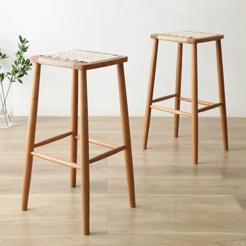 Retro meados do século moda bancos de barra rattan tecido antigo resistente cadeira de barra pátio confortável restaurante muebles móveis para casa