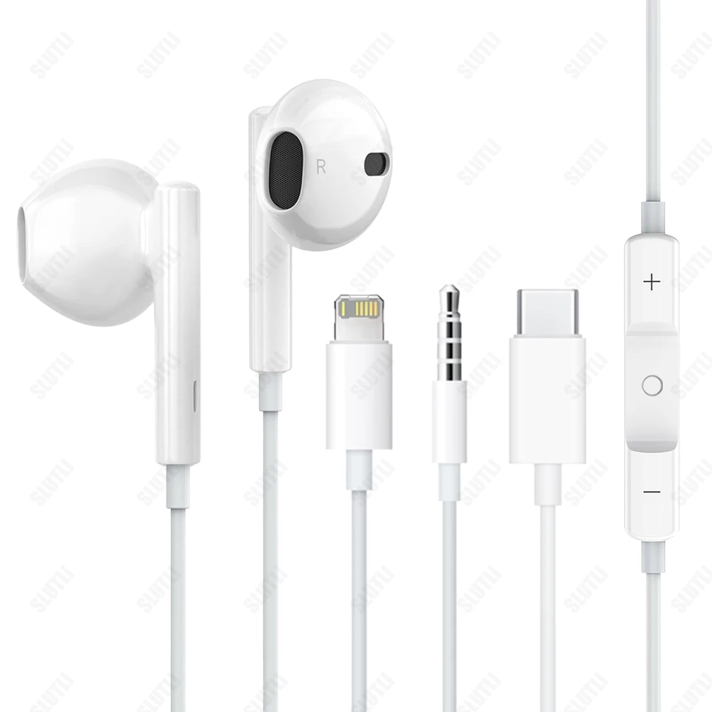 Auriculares con cable originales para Apple iPhone 17 16 15 14 13 12 Pro Max auriculares para Samsung Lightning USB C auriculares de 3,5mm