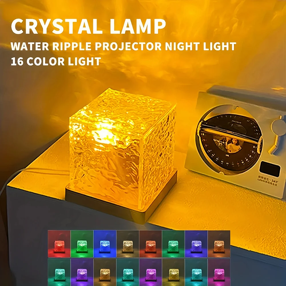 New RGB 16 Colors Night Light Remote Ocean Wave Projection Lamp Aurora Projector Lights Home Decor Rechargeable Table Nightlight
