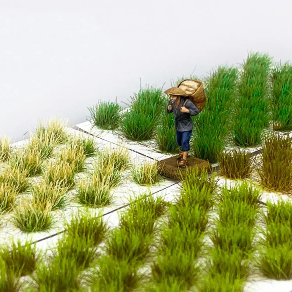Mutlicolor-Simulación de hierba modelo de nido, Escena de arena, Material de bricolaje, hierba realista, Tuft, arbustos de hierba en miniatura, paisaje de racimo de plantas