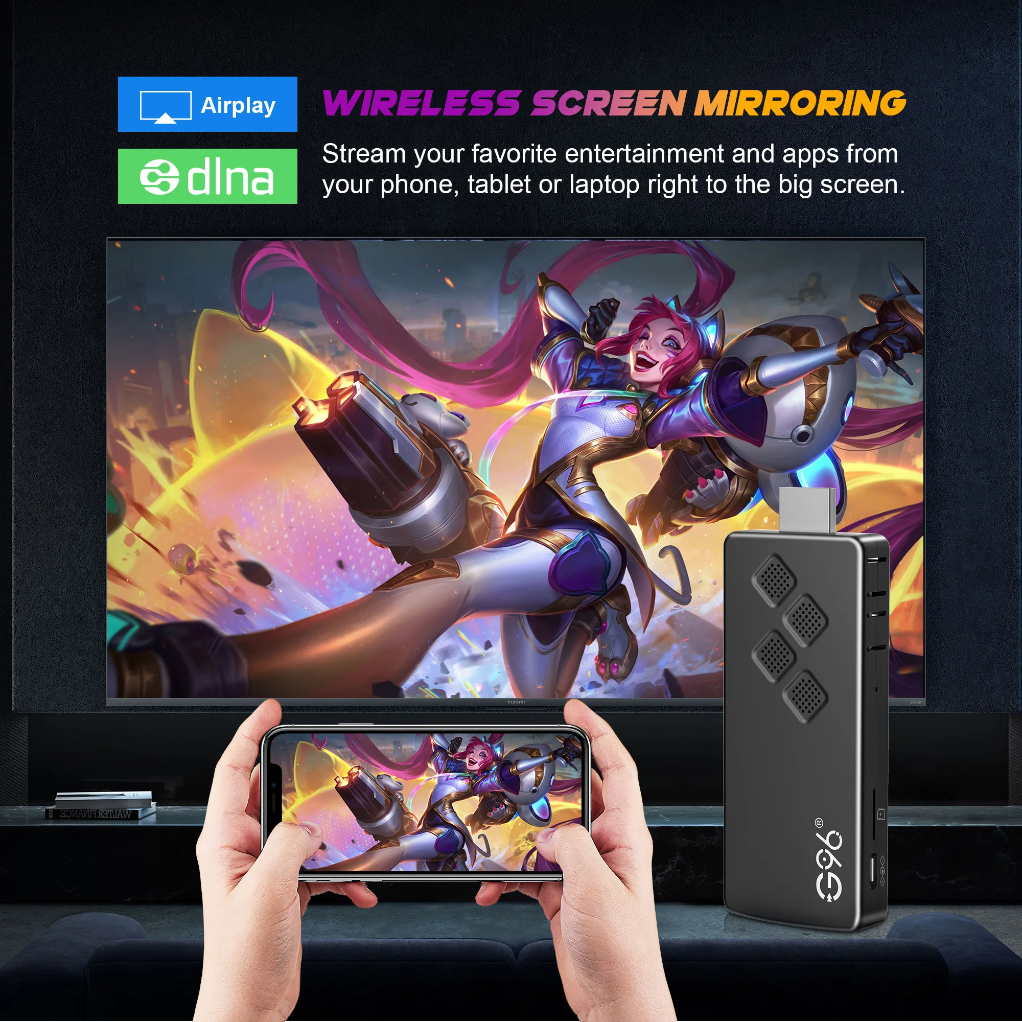Smart Android TV G96 TV Stick  Android 14 Q2 4K Allwinner Google Voice H313 Wifi6 HDR 10 BT5.0 NETFLIX Games  Media Player Box