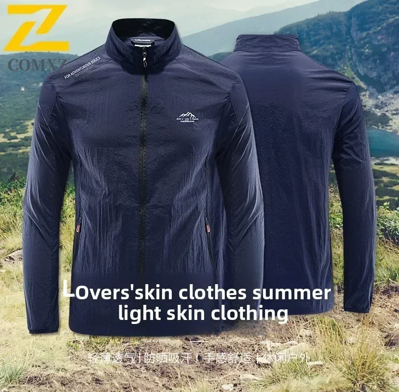 Verão masculino proteção solar casual respirável esportes à prova de vento resistente à água jaqueta ultrafina ao ar livre roupas de pele de pesca