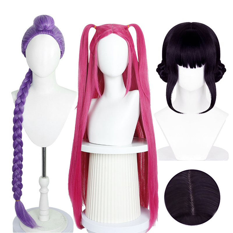Movie Kpop Anime Cosplay Wigs Purple Black Red Long Hair Heat Resistant Synthetic Wigs Carnival Props