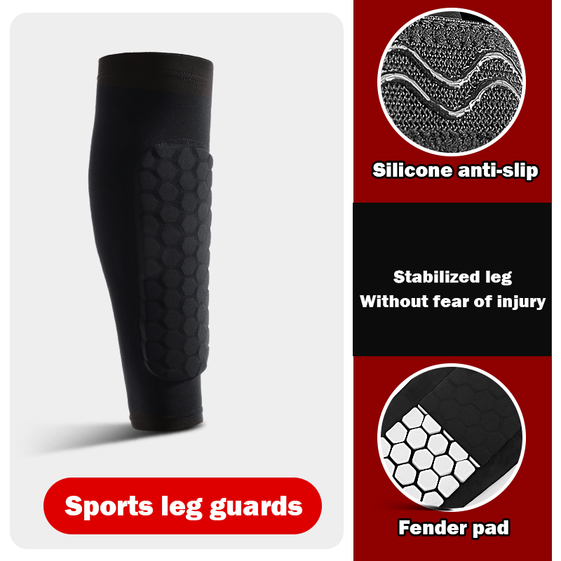 1 pz calcio parastinchi calzini maniche con schiuma, maniche a compressione polpaccio cuscinetti a nido d'ape, leggings sportivi e attrezzatura da calcio