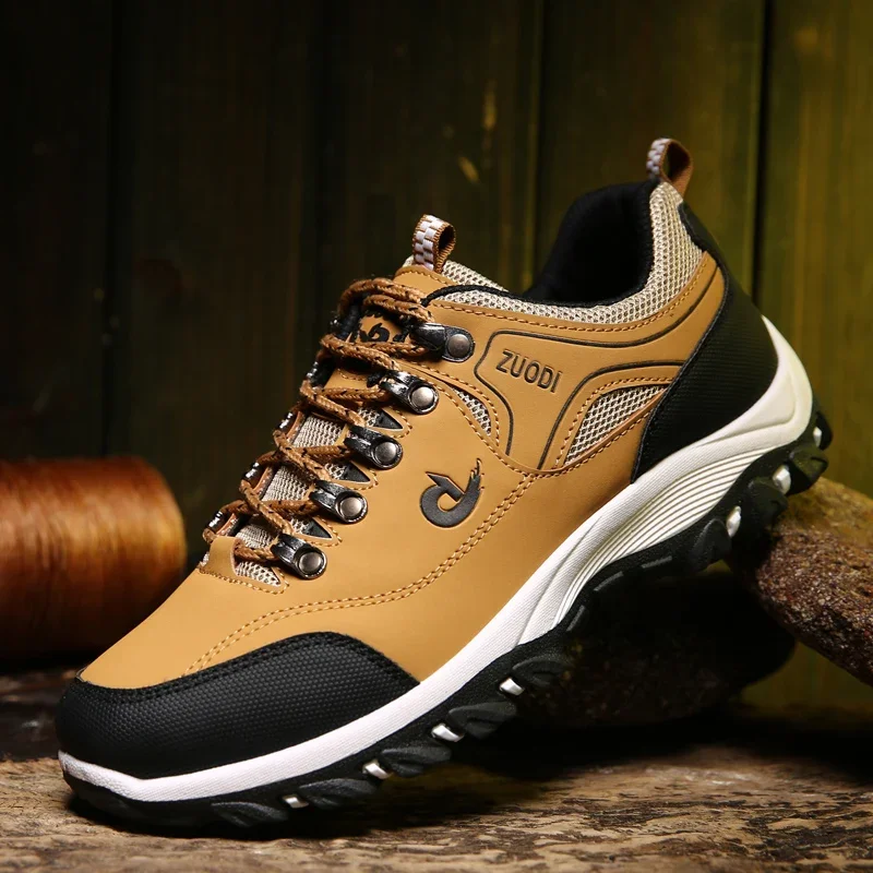 Chaussures de randonnée imperméables en cuir PU pour hommes, baskets tactiques d'extérieur résistantes à l'usure pour Trekking, marche, chasse