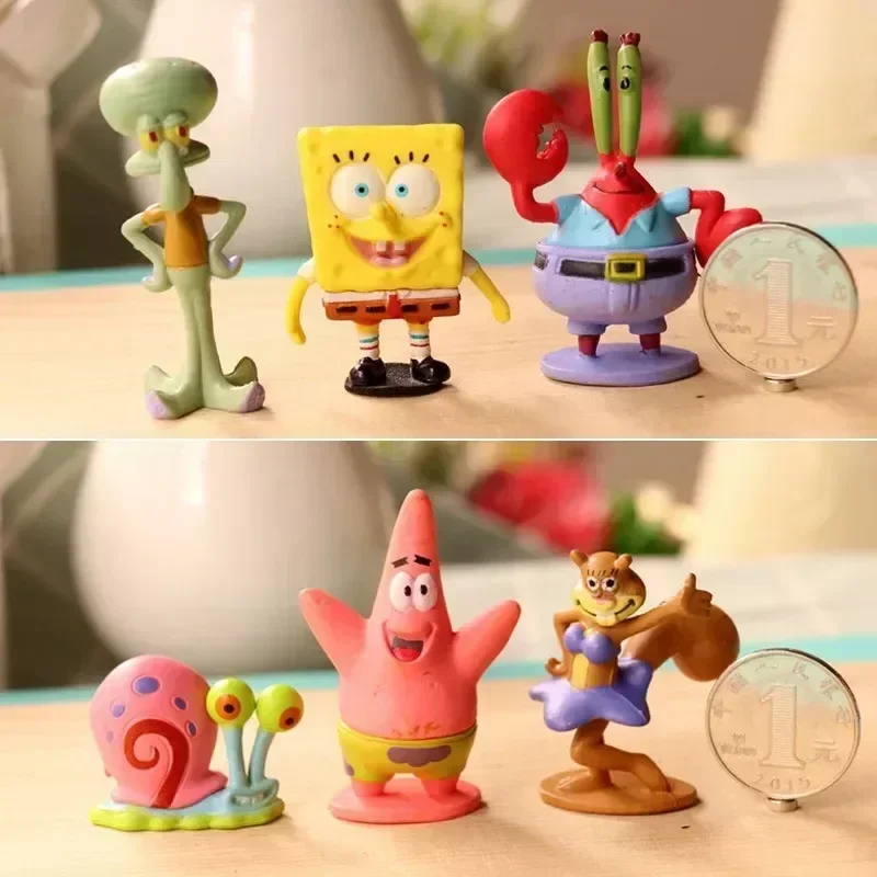 6 ピース/セット 5.6 センチメートルスポンジボブアクションフィギュア漫画映画ミニ人形子供の誕生日ギフトセット