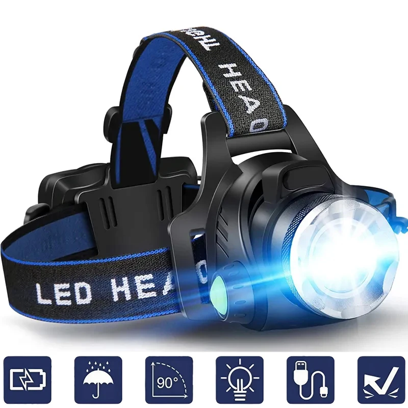 Potente linterna frontal LED de inducción Use18650 batería recargable faro de aluminio lámpara de camping al aire libre linterna frontal de alto lúmenes
