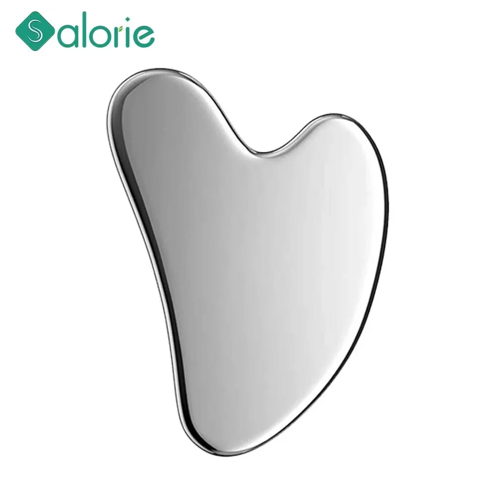 Gua sha placa guasha massagem para rosto massageador corporal de aço inoxidável placa de raspagem facial spa guasha raspador para pescoço volta