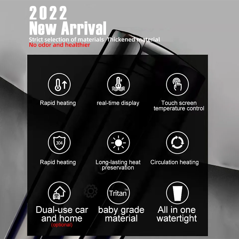 12V 24V Auto Tazza di Riscaldamento Bollitore Elettrico In Acciaio Inox Smart Controllo della Temperatura Touch Display LCD Da Viaggio Scaldatazze Da Caffè