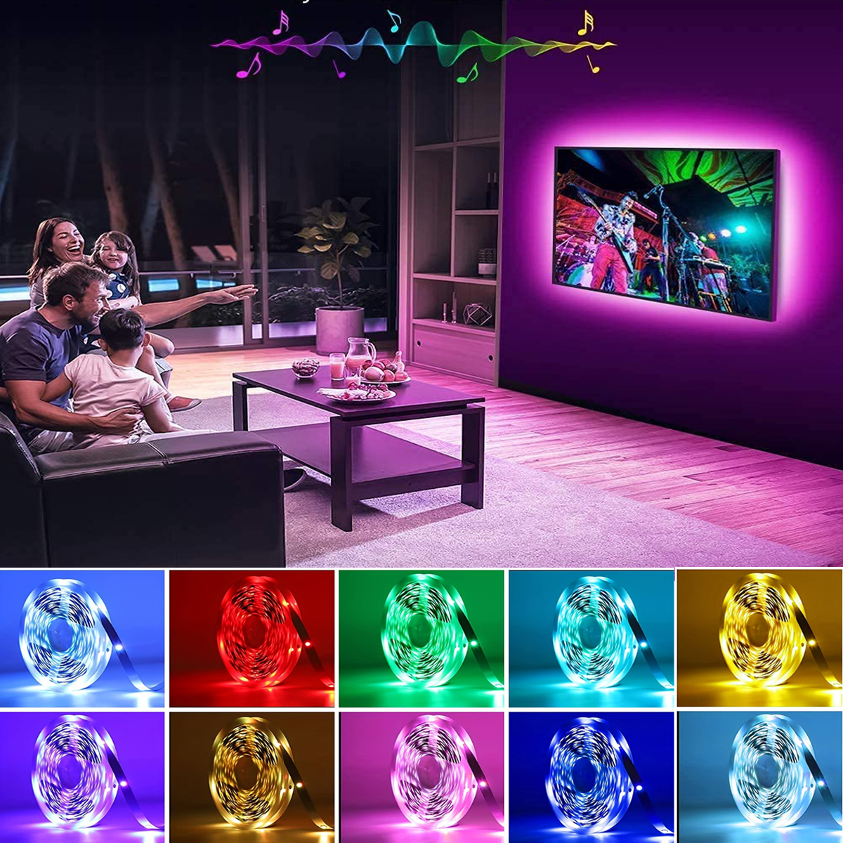 RGB 5050 Dây Đèn Led Ánh Sáng Bluetooth Ứng Dụng Điều Khiển 5V USB Led Băng Chữa Linh Hoạt Diode Băng Cho Tivi Đèn Nền trang Trí Phòng
