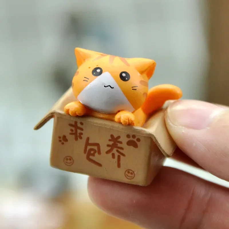 家の装飾のためのカワイイミニ猫の装飾品、庭の子猫の像、子供の贈り物、赤ちゃんの部屋のおもちゃ、ミニチュア置物、4個