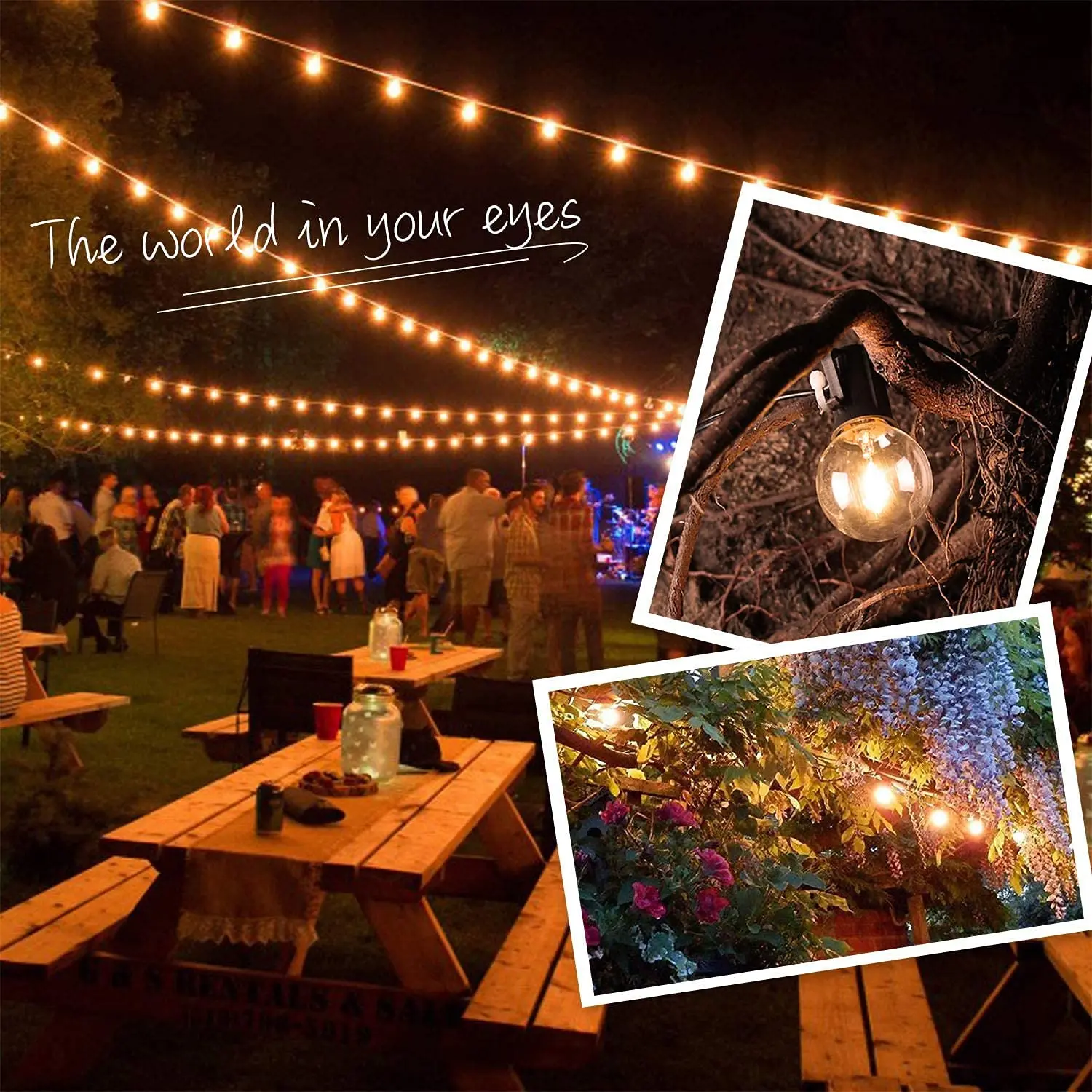 50PCS G40 LED String Light Lampadine di ricambio E12 220V 110V Globo Lampadina Bianco caldo 2200K 10W Equivalente Decorazione per interni ed esterni