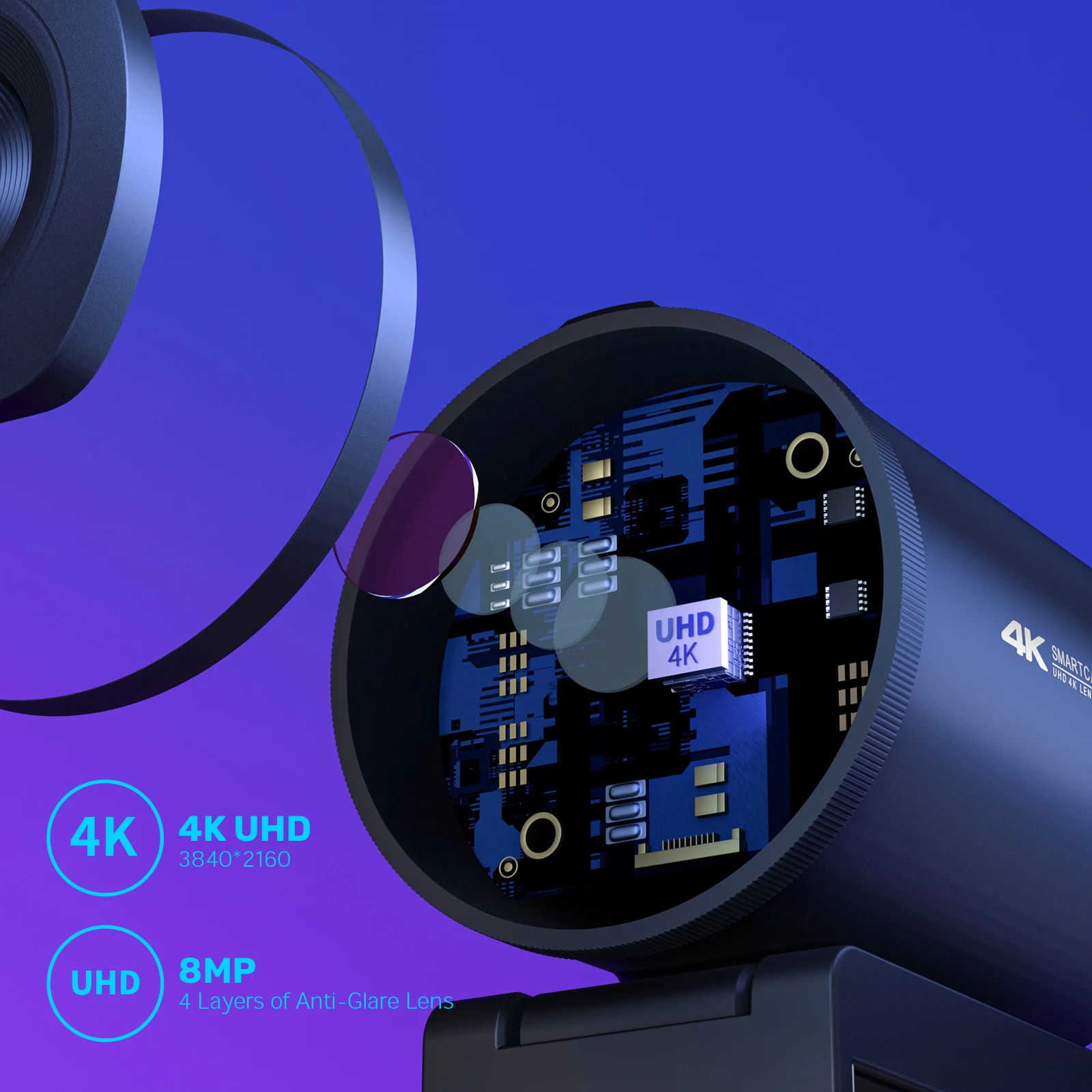 4K Webcam 1080P 60FPS Streaming Web Camera EMEET S600 Autofocus Living Stream Camera With Mics&Privacy Cover for Tiktok/YouTube
