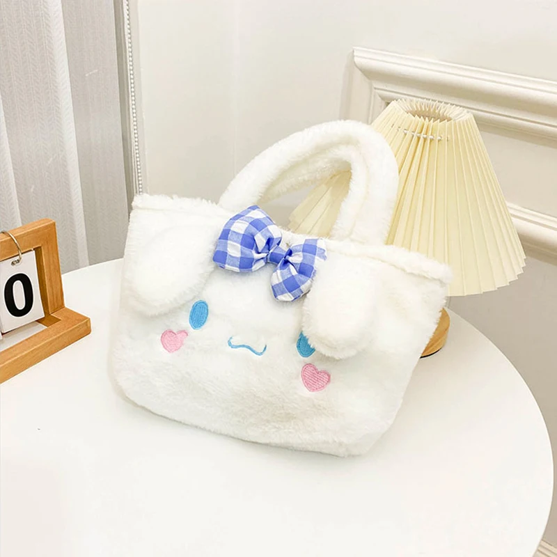 Kawaii Sanrio Plush กระเป๋า My Melody Kuromi การ์ตูนสัตว์กระเป๋าถือน่ารัก Cinnamoroll Storage Tote กระเป๋าผู้หญิงของขวัญวันเกิด