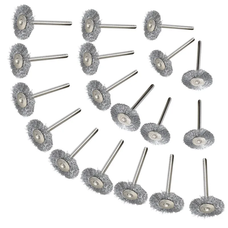 XCAN Mài Mòn Dụng Cụ Dây Thép Không Gỉ Bánh Xe Bộ Bàn Chải 20 Chiếc 3.0Mm Vít Đánh Bóng Bàn Chải Dremel Rotary Dụng Cụ