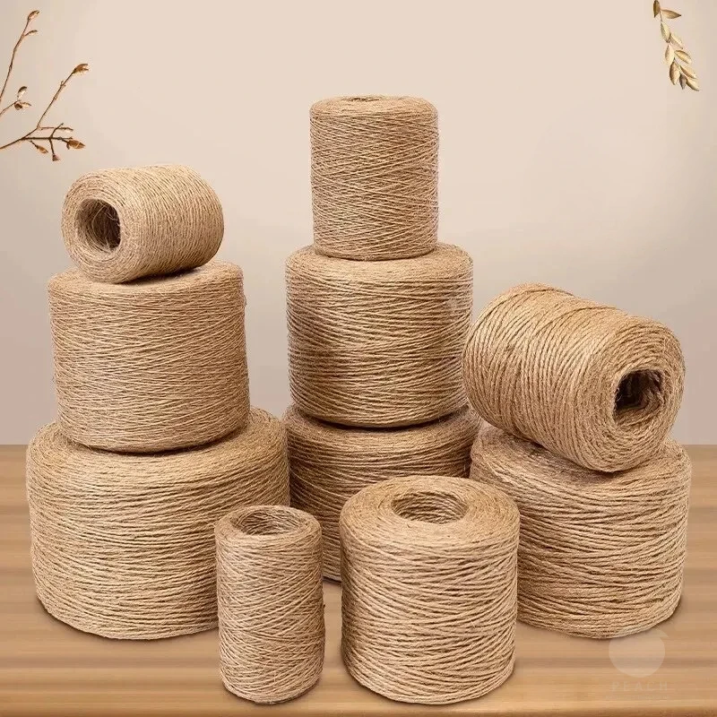 50/80/100m1- 2mm corda de juta natural fita artesanato diy cabo de juta vintage fio de costura festa de casamento decoração de casa
