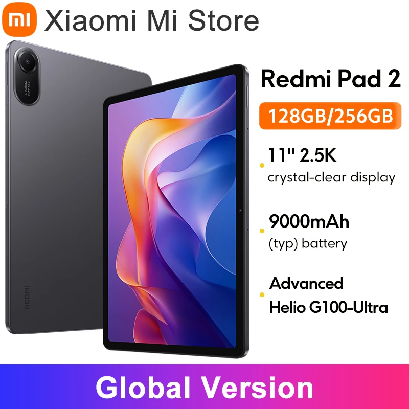 Глобальная версия Xiaomi Redmi Pad 2 Advanced Helio G100-Ultra 11-дюймовый кристально-прозрачный дисплей 2,5K, аккумулятор 9000 мАч, быстрая зарядка 18 Вт