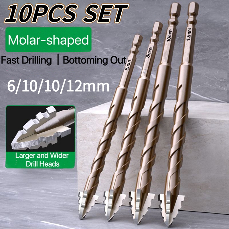 10/8PCS High-Vierkantige Gezahnte Exzentrische Bohrer Set Für Glas Keramik Beton Ziegel Bohren Werkzeuge 6-12mm Bohrer Set