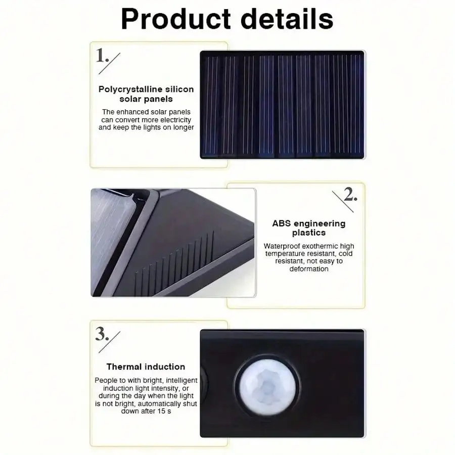 1 ชิ้น, 100 LED Wall Light, Intelligent Motion Sensor, ชาร์จพลังงานแสงอาทิตย์, กันน้ํา, เหมาะสําหรับลาน, สวน, เลน, รั้ว