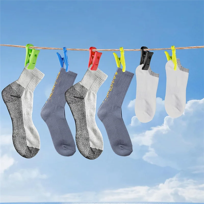 Newest 60 Sock Clips for Washing Machine and Dryer, Sock Clips with Hooks,Sock Holder Washing Machine, Directly Into the Drawer