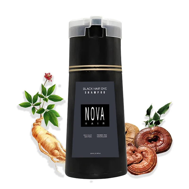 200ml nova shampoo de tintura de cabelo 3-em-1 shampoo de coloração de cabelo instantâneo tintura shampoo masculino feminino natural rápido cabelo branco tingido cabelo preto