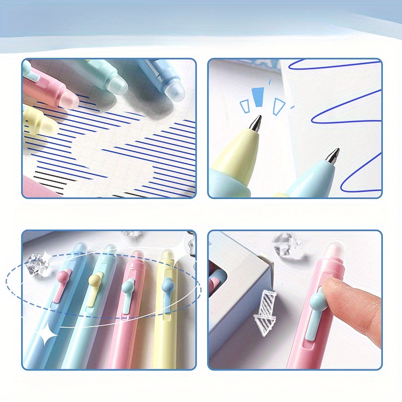 格納式消去可能なゲルペン 細字 0.5 mm、ホワイトアウト不要、数独やクロスワードを完了するための黒/青インク 4 パック