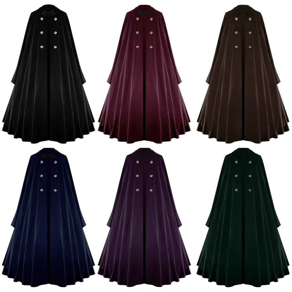 Jubah Dewasa Uniseks untuk Pria dan Wanita Kostum Gaun Bertudung Pesta Festival Pertunjukan Cosplay Vampir
