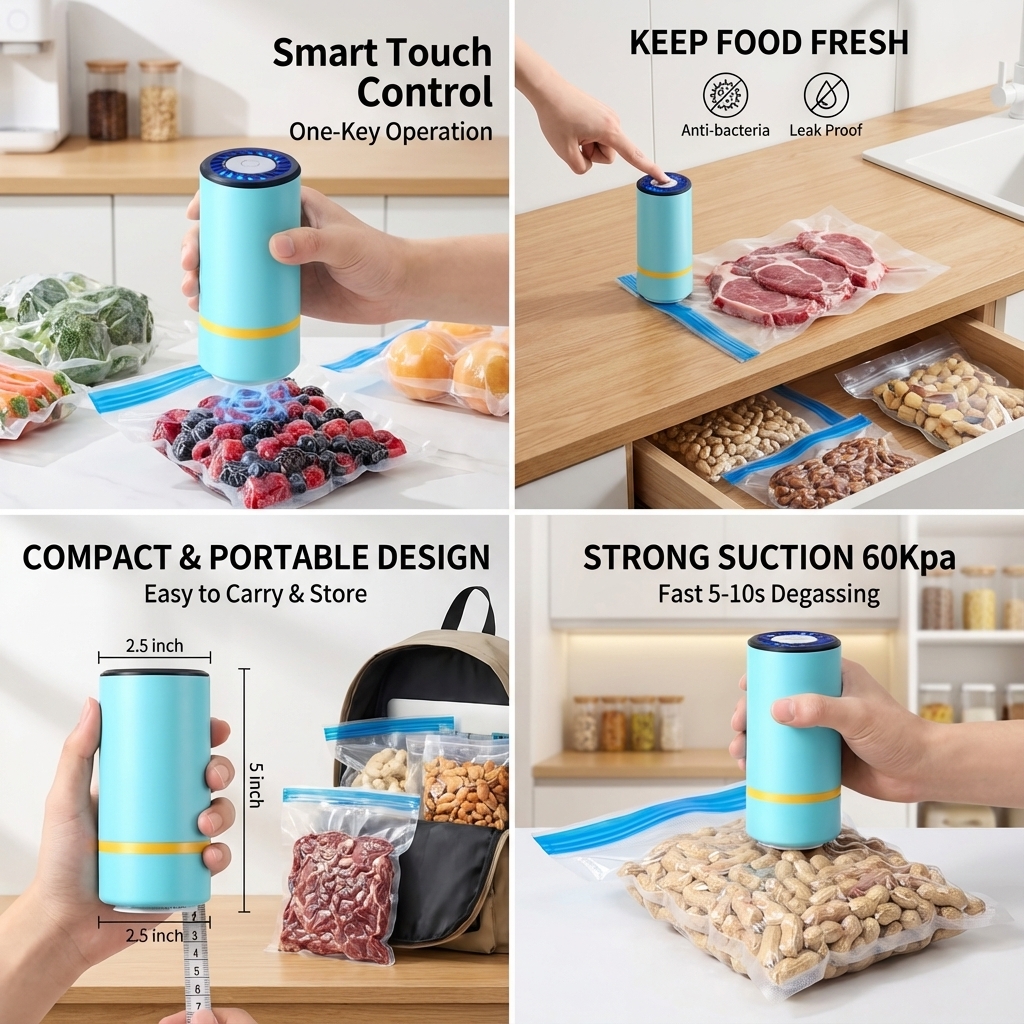 Mini Electric Air Pump Rechargeable for Food Fresh-Keeping Vacuum Sealed Bag Storage Bag Automatic Vacuum Compression Machine