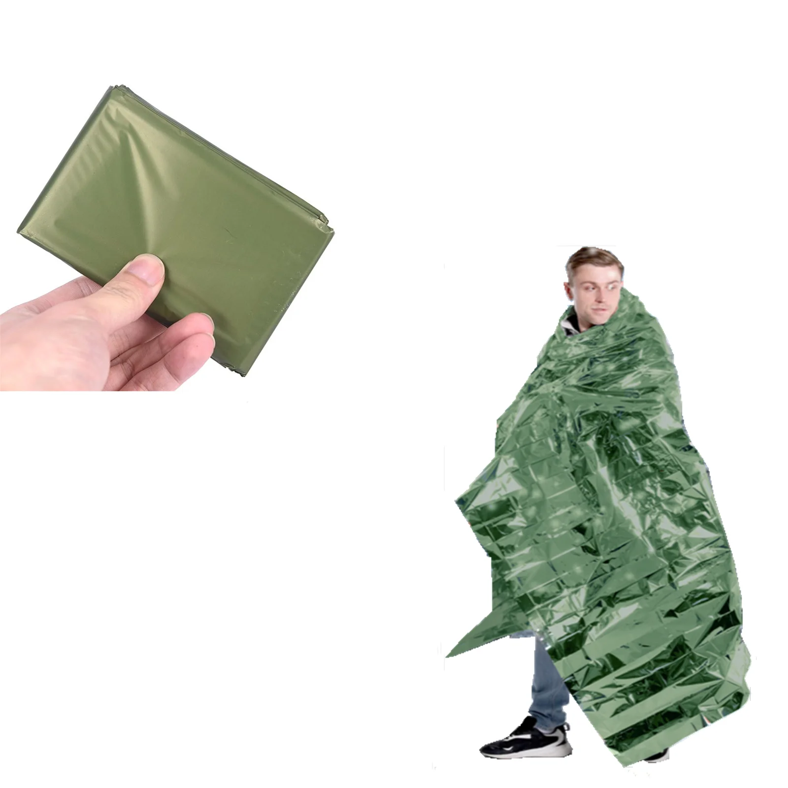 Thermische noodponchodeken Lichtgewicht opvouwbaar Waterbestendig Winddicht zonnescherm Herbruikbare EHBO-kampeermat Pad Cover