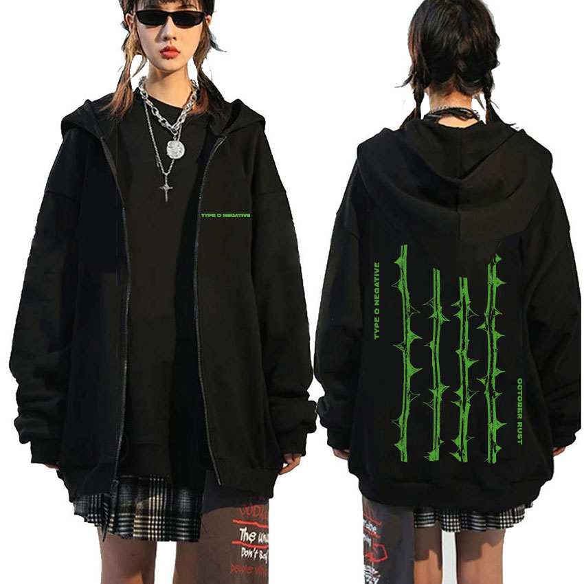 Rock Band Type O négatif suspendu au crépuscule essentiel sweat à capuche avec fermeture éclair hommes femmes décontracté Vintage veste zippée mâle surdimensionné sweats à capuche
