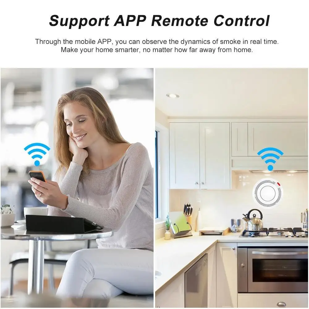 Tuya Zigbee Smoke Detector Sensor Fire Alarm Works With Smart Life APP Information Push Smart Home Alarm Security System