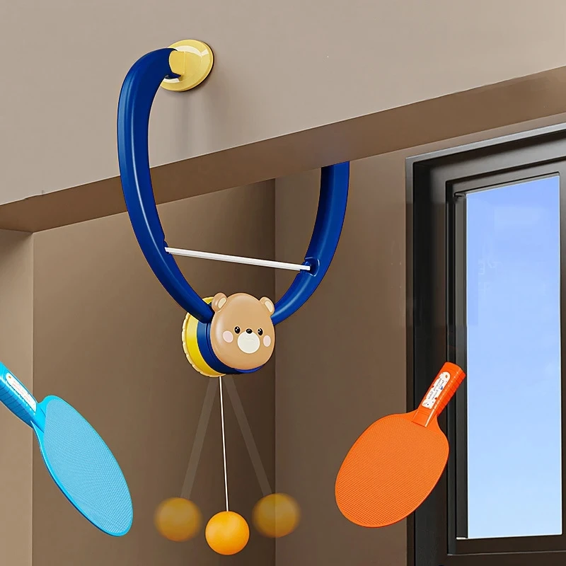 Juego de autoentrenamiento de tenis de mesa para interiores, juguete de entrenamiento de doble Sparring ajustable para colgar en el hogar, interacción entre padres e hijos