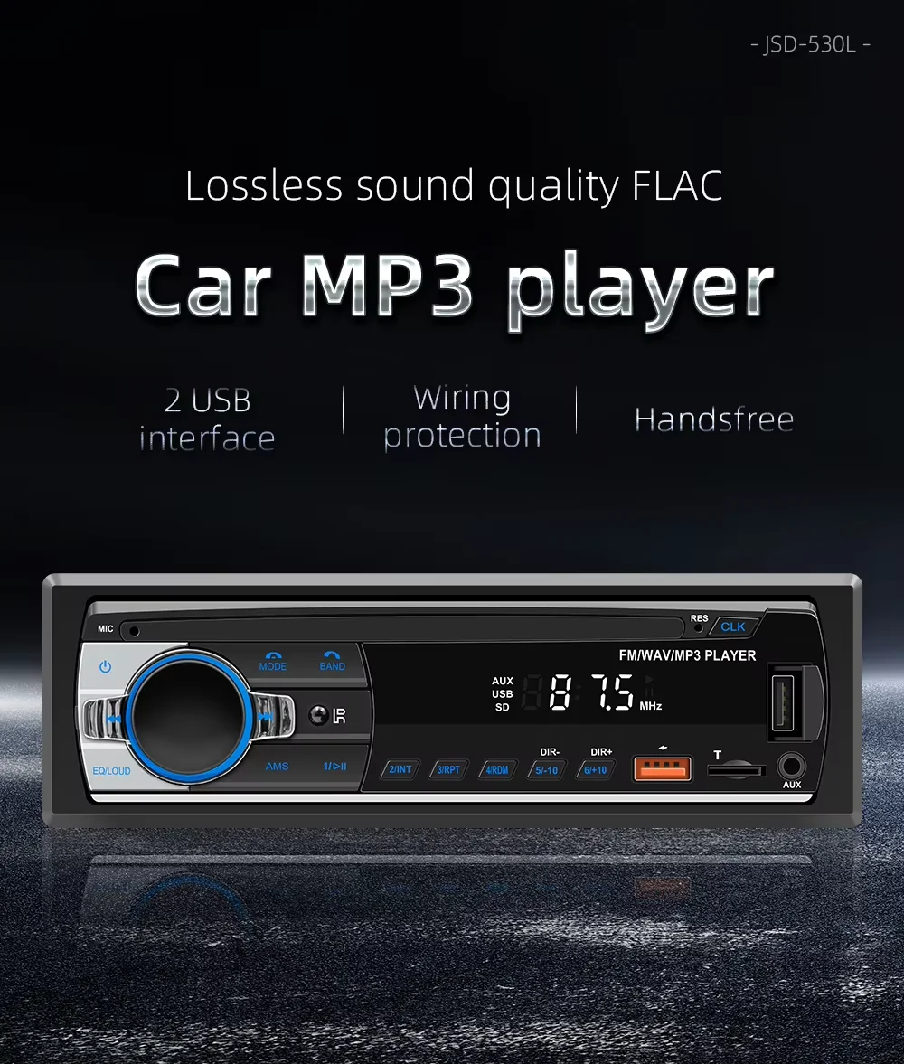 BQCC Car Radio Stereo Player Digital Bluetooth MP3 Player JSD-530 520 60Wx4 FM Audio Stereo Music USB/SD with Built-in AUX Input