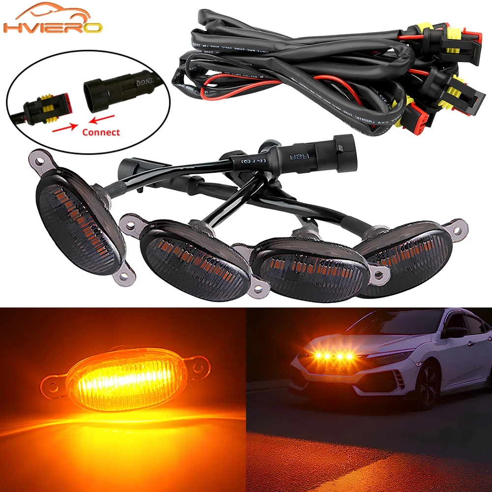 4X lumière de calandre de voiture lumière jaune feu de jour LED voyant d'avertissement décoratif pick-up camion brume lumière 12V contrôle Raptor
