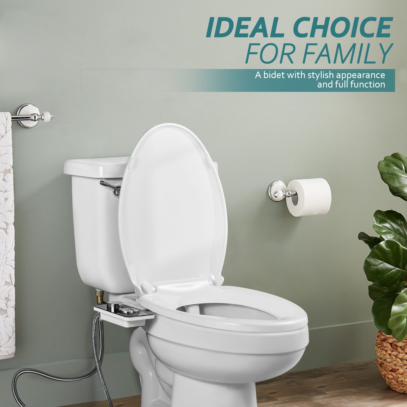 SAMODRA Bidet Attachment, Non-Electric Cold Water Bidet Toilet Seat Attachment with Pressure Controls, Retractable Self-Cleaning