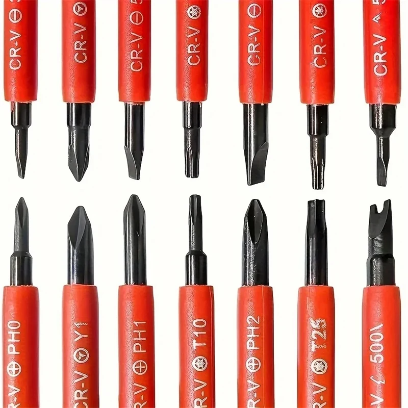 8 in 1 Insulated Screwdriver Set Magnetic Screw Driver Double Head Bit CRV Slotted Phillips Torx Triangle Electrical Tools