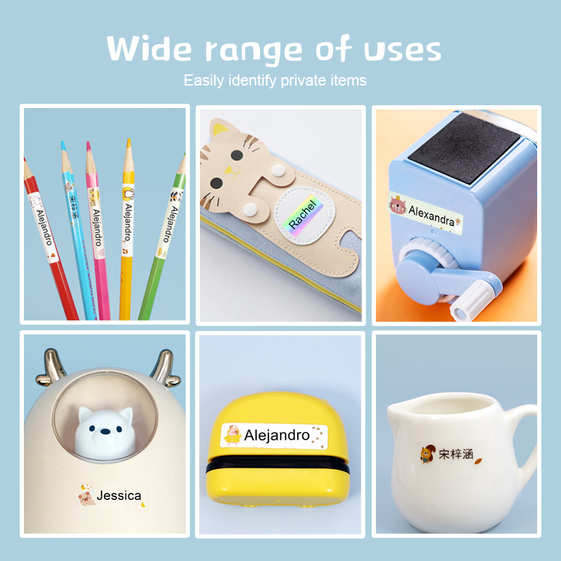 ชื่อสติกเกอร์ที่กําหนดเองกันน้ํา Kawaii Decals ส่วนบุคคลป้ายชื่อสําหรับโรงเรียนเด็กเครื่องเขียนขวดแท็ก