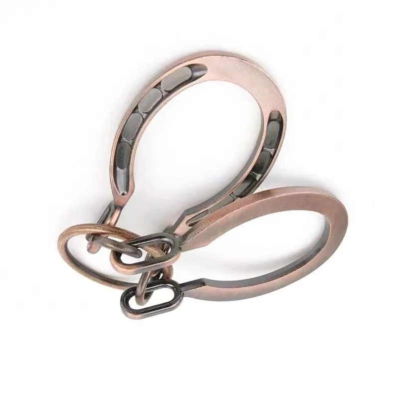 Horseshoe Lock (สีน้ําตาล) 3D โลหะปริศนาสมอง Teaser แหวนกําจัดผู้ใหญ่เด็ก IQ Challenge เกมเก่าล็อค Shackles Solution ปัญญา