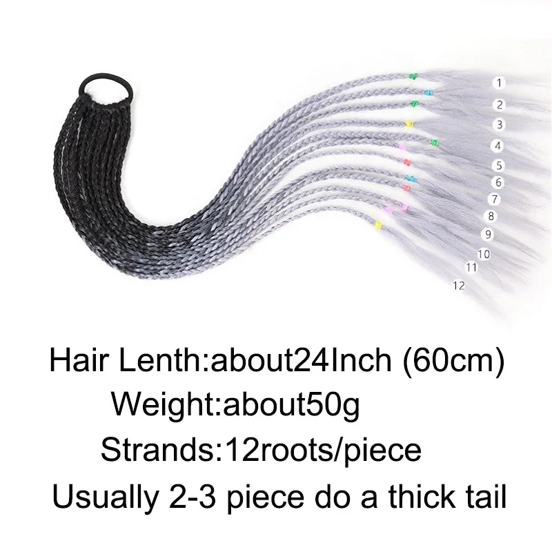 HAIRSTAR synthétique couleur tressé queue de cheval Extension de cheveux 60CM élastique élastique tressage queue de cheval Extensions de cheveux pour les filles