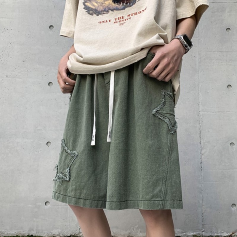 2024 夏のショーツ男性ルーズ spodenki meskie ヴィンテージデニム基本 SimpleHot 販売ハイウエストレジャーオルストリートショート