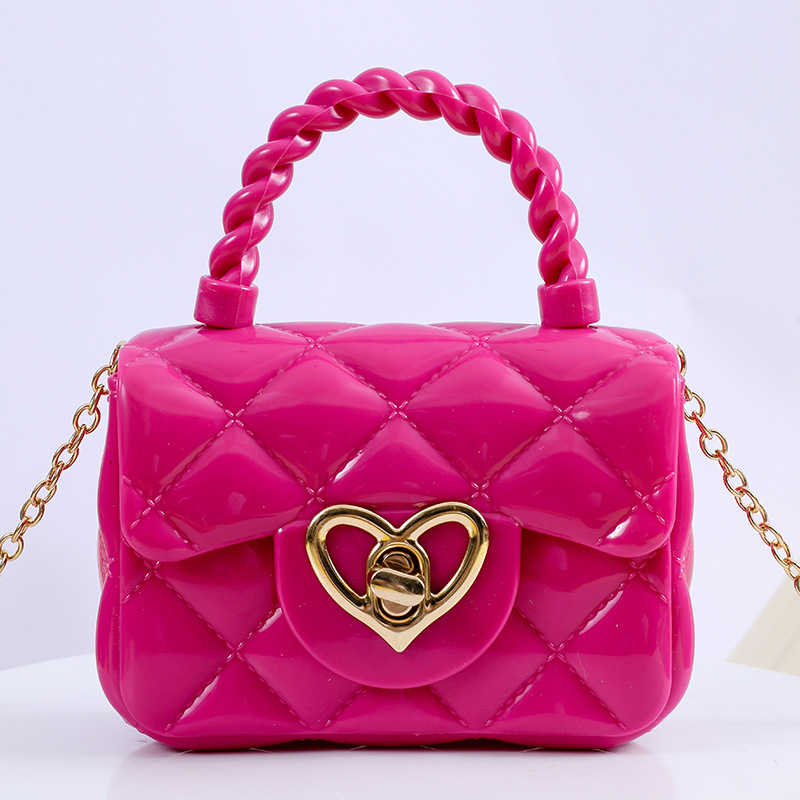 Nova bolsa de geléia, cor doce, ombro único crossbody mini corrente chave pérola saco de geléia de mão