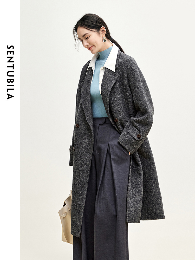Sentumana-女性用の長いウールのコート,暖かいストレートのオーバーコート,ダブルブレスト,高級アウター,高品質,w44o56042,冬,2022