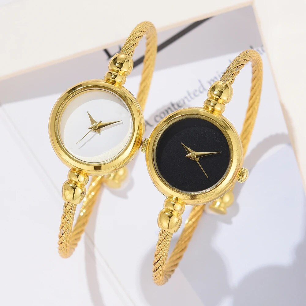 2 Stuks Mode Luxe Vrouwen Horloge Goud Fijne Band Dames Horloge Voor Armband Montre Femme Vrouwelijke Polshorloge Vrouwen Klok Relojes